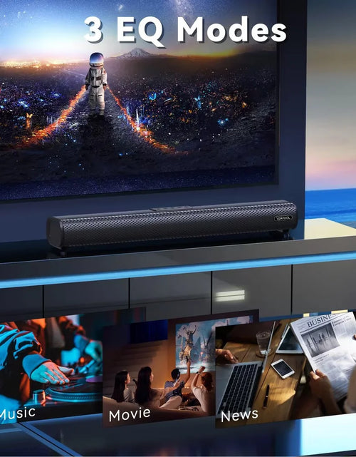 Load image into Gallery viewer, Sound Bars for TV, 3D Surround Sound System TV Sound Bar, 2.1 Ch Home Theater Audio with Built-In Subwoofer,50W TV Speakers | HDMI ARC, Bluetooth, Optical, RCA, USB &amp; AUX Wall Mountable

