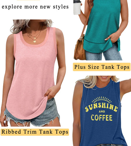 Summer Womens Tank Tops U Neck Casual Flowy Sleeveless Shirts for Women