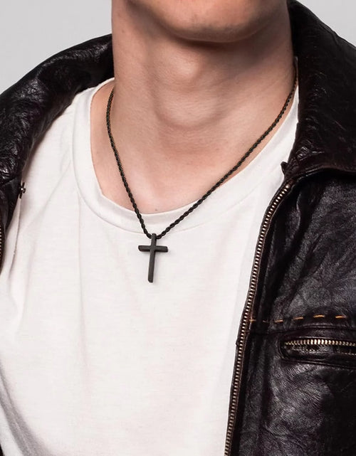 Load image into Gallery viewer, Cross Necklace for Men,Stainless Steel Black Silver Gold Cross Pendant Necklace for Men Cross Chain for Men 16-24 Inches Rope Chain
