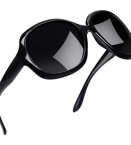 Polarized Sunglasses Womens Trendy Oversized Large Driving Sun Glasses Ladies UV Protective Big Sunnies Shades (Black)
