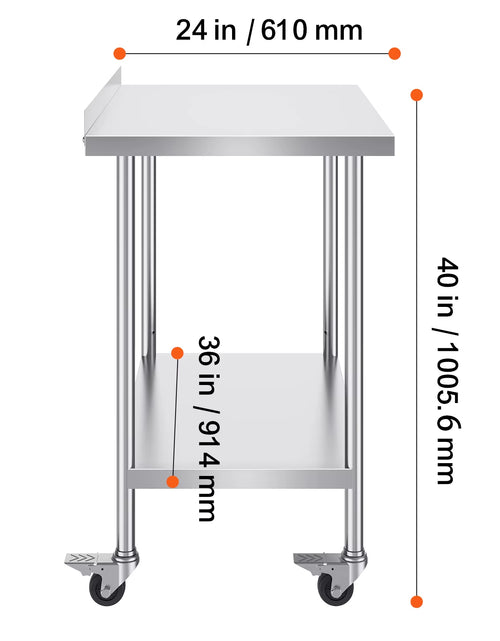 Load image into Gallery viewer, Stainless Steel Work Table Commercial Food Prep Worktable with Casters Heavy Duty Prep Worktable for Restaurant Home Hotel
