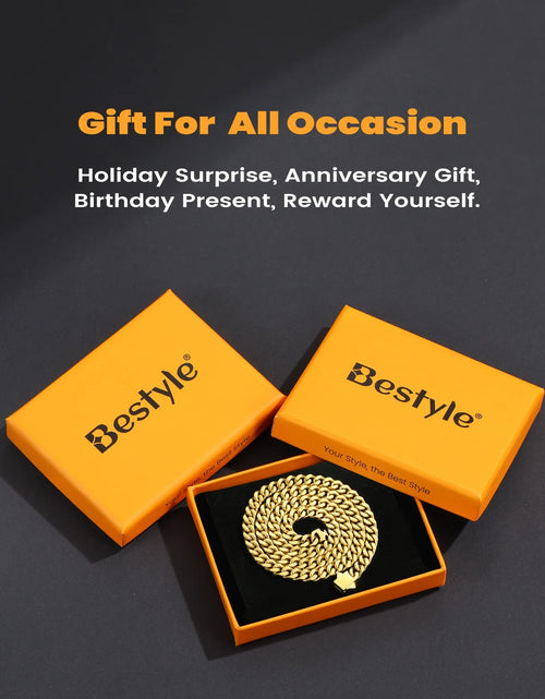 Load image into Gallery viewer, 5Mm 18K Gold Filled Cuban Chain Necklaces, 30 Inch Heavy Chunky Stainless Steel Curb Necklace Hip Hop Punk Jewelry for Women
