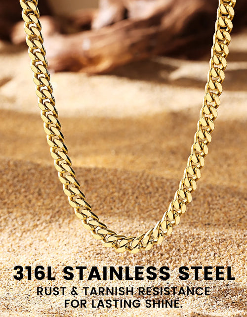 Load image into Gallery viewer, 5Mm 18K Gold Filled Cuban Chain Necklaces, 30 Inch Heavy Chunky Stainless Steel Curb Necklace Hip Hop Punk Jewelry for Women
