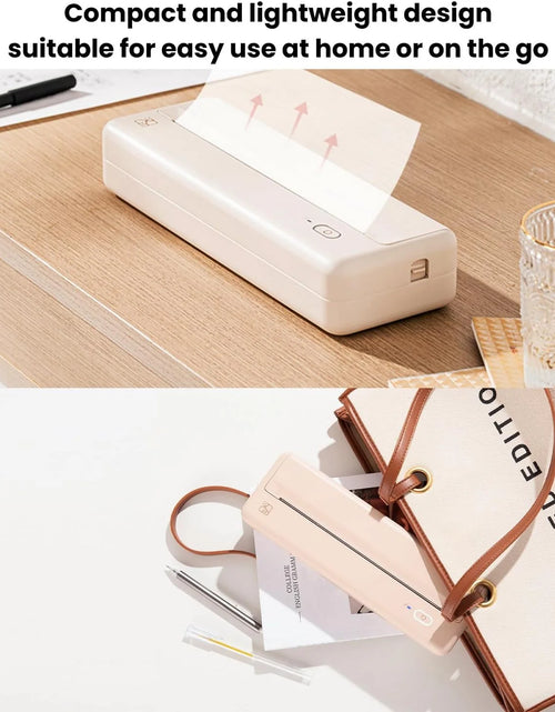 Load image into Gallery viewer, Wireless Portable Printers - A4 Thermal Printer for Travel, Mobile Office, School, Home - Bluetooth Printer Compatible with Ios Android Phone &amp; Laptop, Pink
