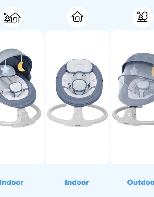 Load image into Gallery viewer, Baby Swing for Infants - APP Remote Bluetooth Control, 5 Speed Settings, 10 Lullabies, USB Plug (Blue)
