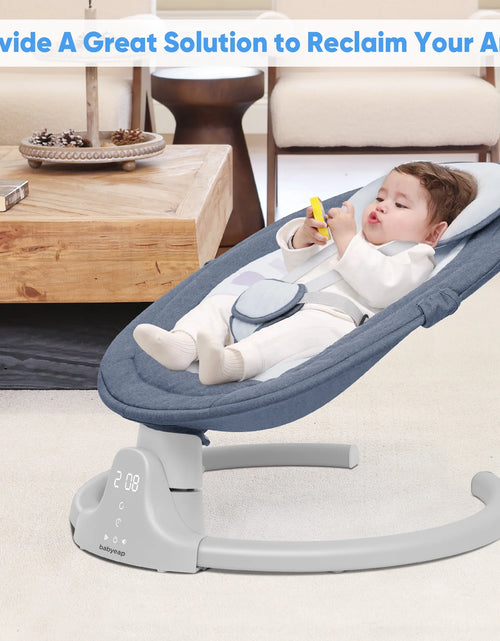 Load image into Gallery viewer, Baby Swing for Infants - APP Remote Bluetooth Control, 5 Speed Settings, 10 Lullabies, USB Plug (Blue)
