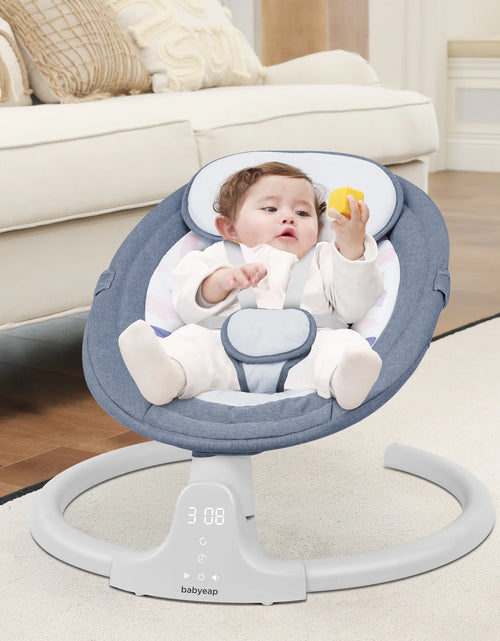 Load image into Gallery viewer, Baby Swing for Infants - APP Remote Bluetooth Control, 5 Speed Settings, 10 Lullabies, USB Plug (Blue)
