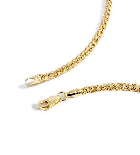 Gold Chain Necklace Collection - 14K Solid Yellow Gold Filled round Wheat/Palm Chain Necklaces for Women and Men with Different Sizes (2.5Mm, or 3.2Mm)