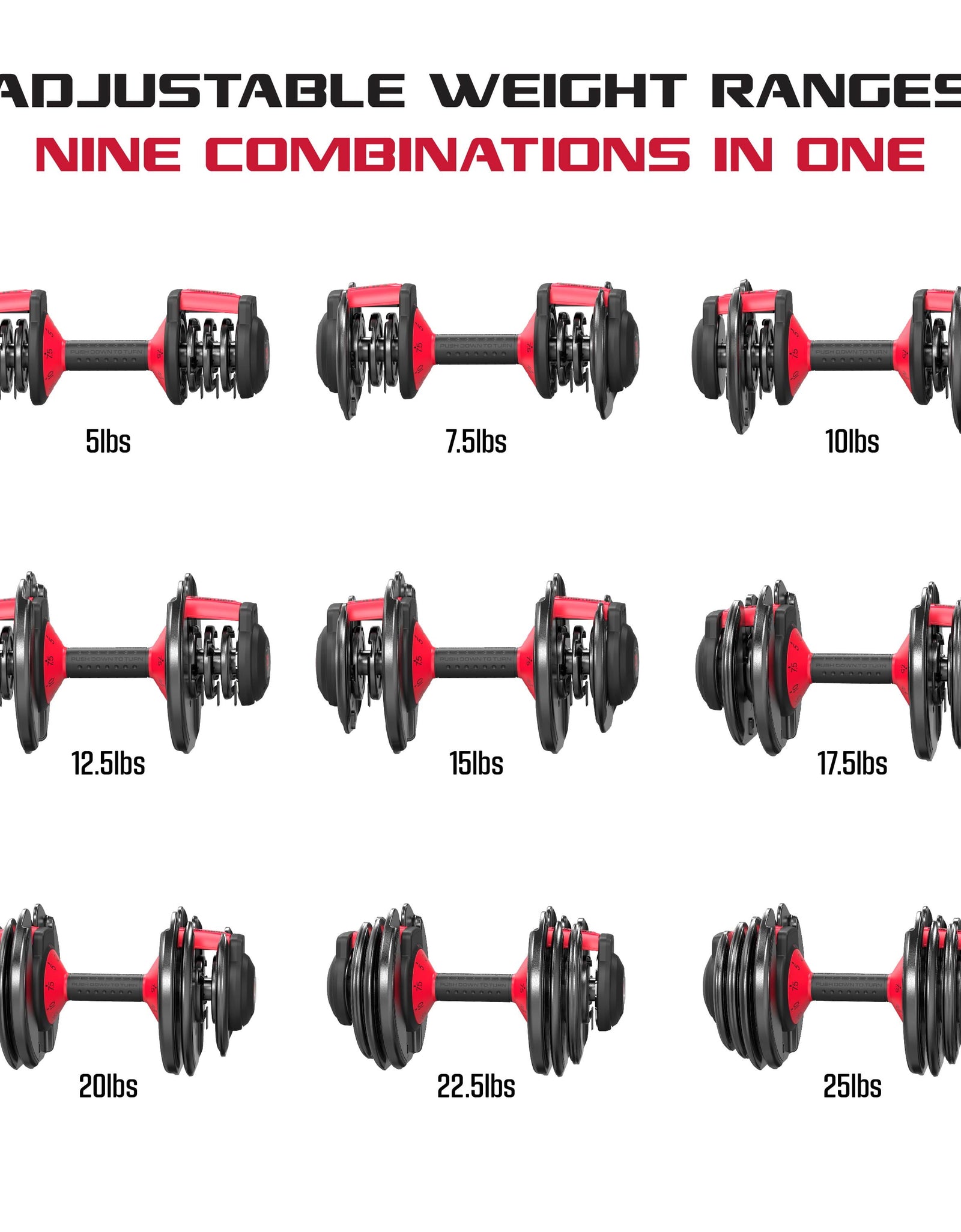 Adjustable Dumbbells 2-Pack, 25Lb Smartbell Dumbbell Set with 9-In-1 Quick-Select Weights, 2.5Lb Increments for Home Gym