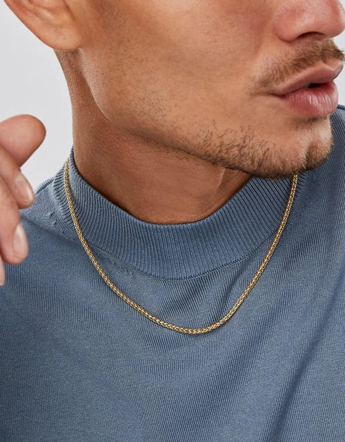 Load image into Gallery viewer, Gold Chain Necklace Collection - 14K Solid Yellow Gold Filled round Wheat/Palm Chain Necklaces for Women and Men with Different Sizes (2.5Mm, or 3.2Mm)
