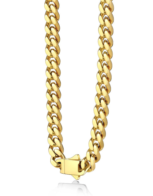 Load image into Gallery viewer, 5Mm 18K Gold Filled Cuban Chain Necklaces, 30 Inch Heavy Chunky Stainless Steel Curb Necklace Hip Hop Punk Jewelry for Women
