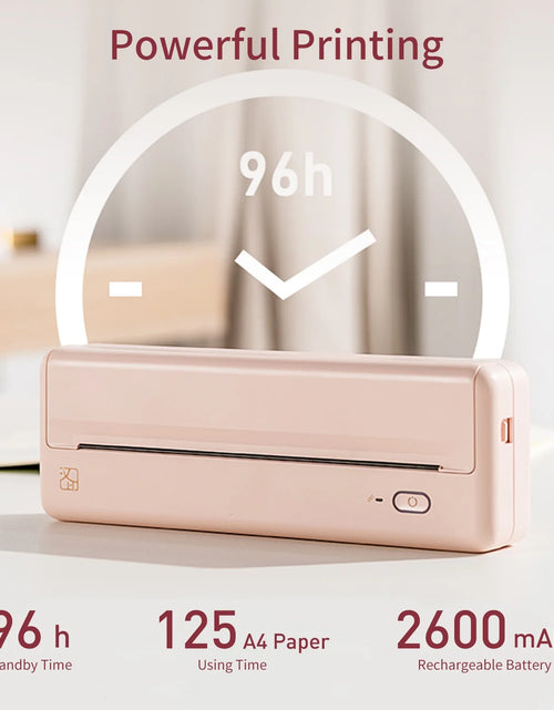 Load image into Gallery viewer, Wireless Portable Printers - A4 Thermal Printer for Travel, Mobile Office, School, Home - Bluetooth Printer Compatible with Ios Android Phone &amp; Laptop, Pink
