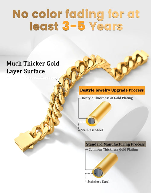 Load image into Gallery viewer, 5Mm 18K Gold Filled Cuban Chain Necklaces, 30 Inch Heavy Chunky Stainless Steel Curb Necklace Hip Hop Punk Jewelry for Women
