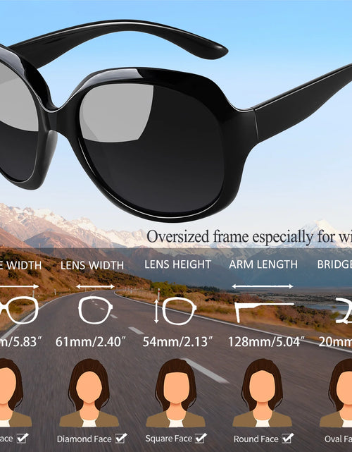Load image into Gallery viewer, Polarized Sunglasses Womens Trendy Oversized Large Driving Sun Glasses Ladies UV Protective Big Sunnies Shades (Black)
