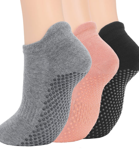 Women'S Non Slip Socks Grip Socks for Women Pilates Towless Grippy Cotton Yoga Socks 3 Pairs