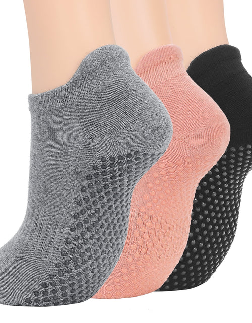 Load image into Gallery viewer, Women&#39;S Non Slip Socks Grip Socks for Women Pilates Towless Grippy Cotton Yoga Socks 3 Pairs
