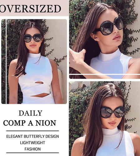 Polarized Sunglasses Womens Trendy Oversized Large Driving Sun Glasses Ladies UV Protective Big Sunnies Shades (Black)