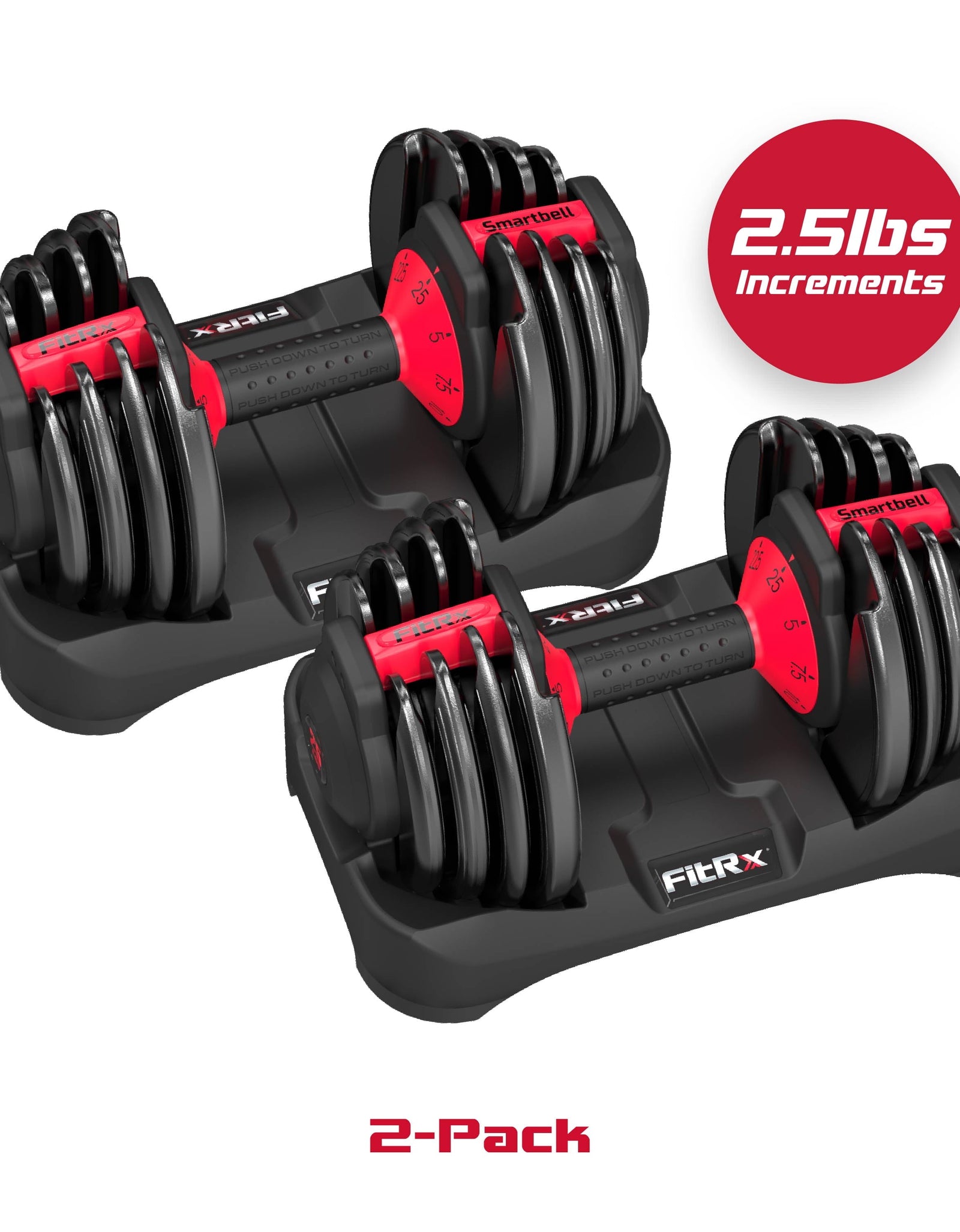 Adjustable Dumbbells 2-Pack, 25Lb Smartbell Dumbbell Set with 9-In-1 Quick-Select Weights, 2.5Lb Increments for Home Gym