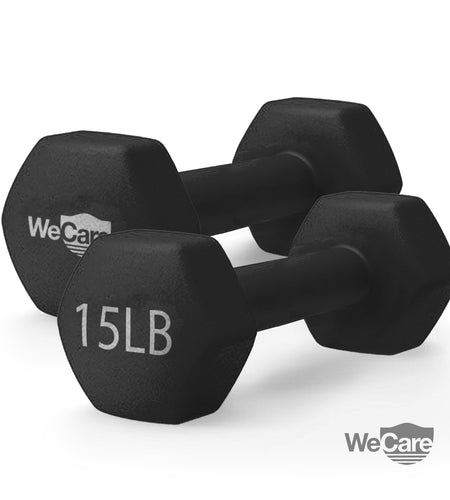 Fitness, 15Lb Neoprene Dumbbell, Pair - Black