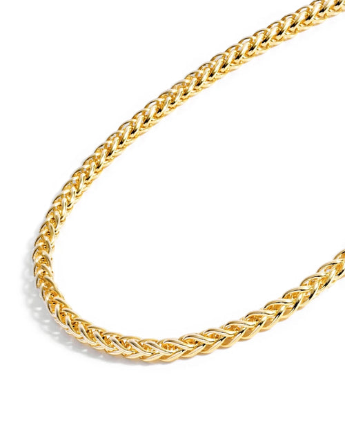 Load image into Gallery viewer, Gold Chain Necklace Collection - 14K Solid Yellow Gold Filled round Wheat/Palm Chain Necklaces for Women and Men with Different Sizes (2.5Mm, or 3.2Mm)
