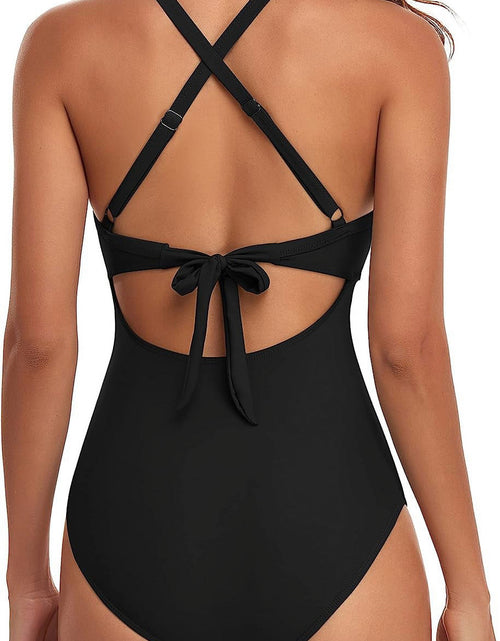 Load image into Gallery viewer, Women&#39;S One Piece Swimsuits Tummy Control Cutout High Waisted Bathing Suit Wrap Tie Back 1 Piece Swimsuit
