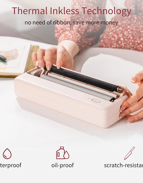Load image into Gallery viewer, Wireless Portable Printers - A4 Thermal Printer for Travel, Mobile Office, School, Home - Bluetooth Printer Compatible with Ios Android Phone &amp; Laptop, Pink
