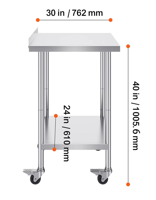 Load image into Gallery viewer, Stainless Steel Work Table Commercial Food Prep Worktable with Casters Heavy Duty Prep Worktable for Restaurant Home Hotel
