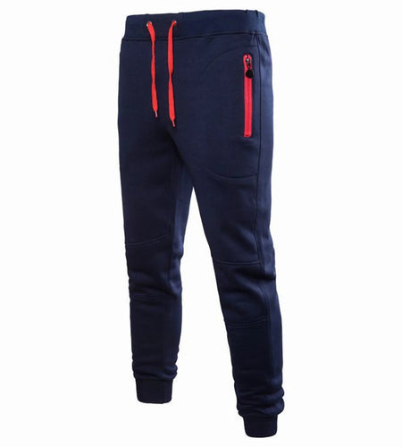 Men'S Solid Color Sports Pants Elastic Waist Lace-Up Slim Fit Workout Trousers Zipper Pockets Joggers Sweatpants