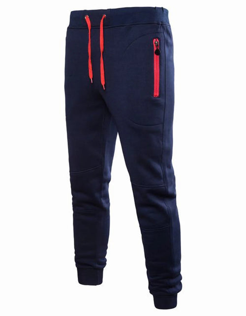 Load image into Gallery viewer, Men&#39;S Solid Color Sports Pants Elastic Waist Lace-Up Slim Fit Workout Trousers Zipper Pockets Joggers Sweatpants
