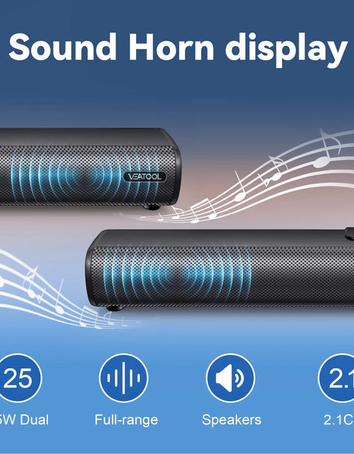 Load image into Gallery viewer, Sound Bars for TV, 3D Surround Sound System TV Sound Bar, 2.1 Ch Home Theater Audio with Built-In Subwoofer,50W TV Speakers | HDMI ARC, Bluetooth, Optical, RCA, USB &amp; AUX Wall Mountable
