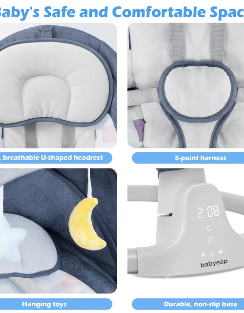 Load image into Gallery viewer, Baby Swing for Infants - APP Remote Bluetooth Control, 5 Speed Settings, 10 Lullabies, USB Plug (Blue)
