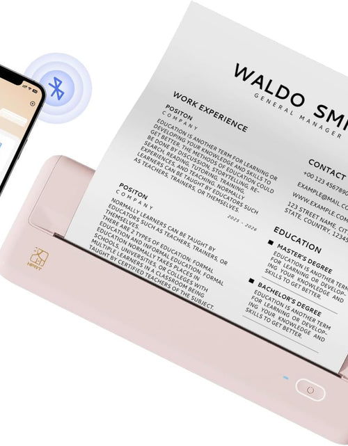 Load image into Gallery viewer, Wireless Portable Printers - A4 Thermal Printer for Travel, Mobile Office, School, Home - Bluetooth Printer Compatible with Ios Android Phone &amp; Laptop, Pink
