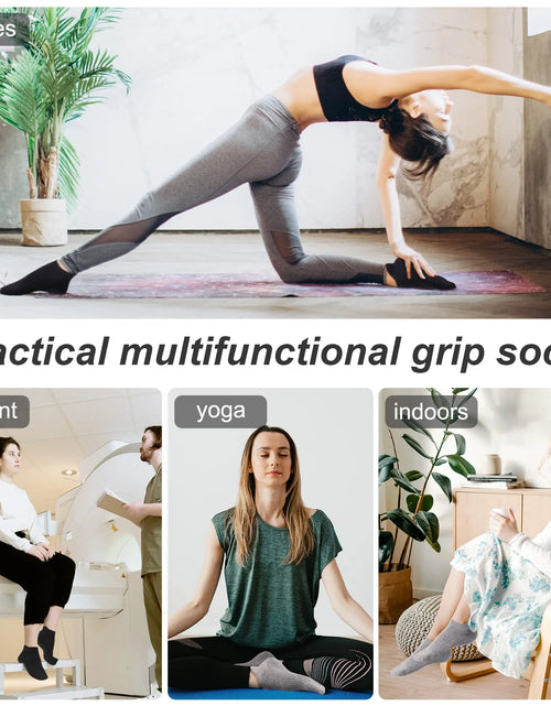 Load image into Gallery viewer, Women&#39;S Non Slip Socks Grip Socks for Women Pilates Towless Grippy Cotton Yoga Socks 3 Pairs
