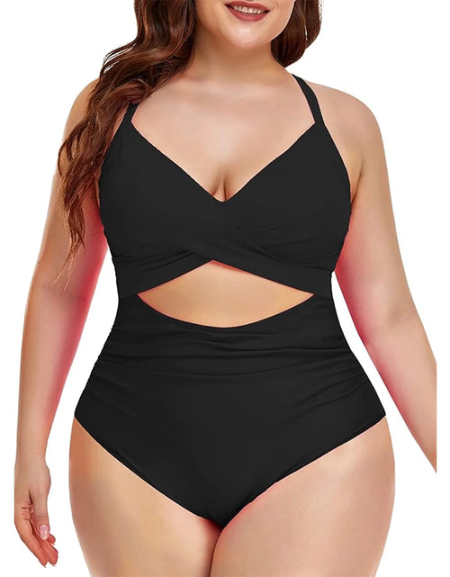 Load image into Gallery viewer, Women&#39;S One Piece Swimsuits Tummy Control Cutout High Waisted Bathing Suit Wrap Tie Back 1 Piece Swimsuit
