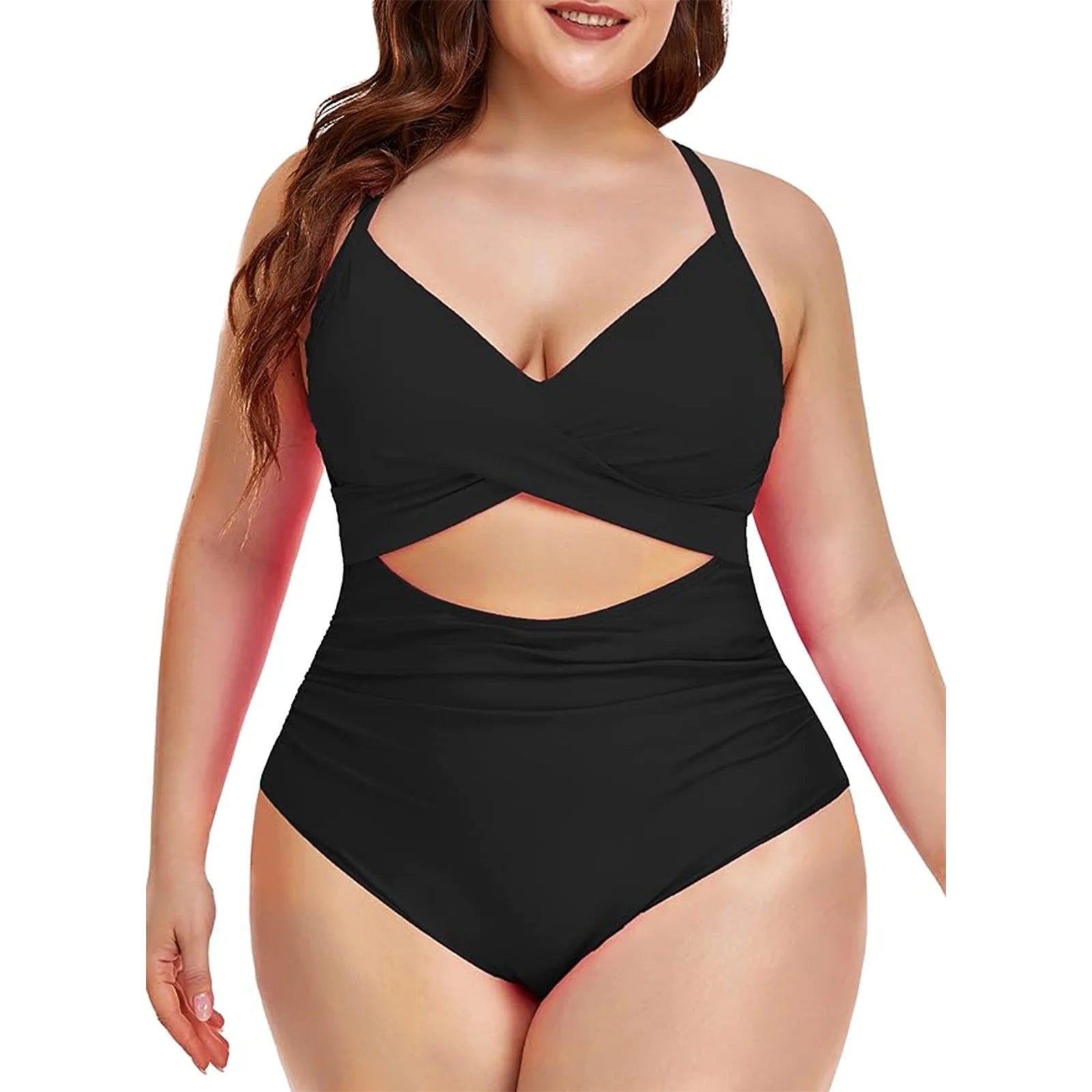 Women'S One Piece Swimsuits Tummy Control Cutout High Waisted Bathing Suit Wrap Tie Back 1 Piece Swimsuit