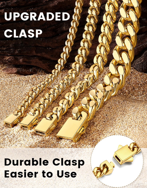 Load image into Gallery viewer, 5Mm 18K Gold Filled Cuban Chain Necklaces, 30 Inch Heavy Chunky Stainless Steel Curb Necklace Hip Hop Punk Jewelry for Women
