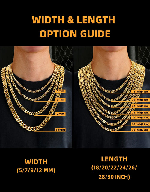 Load image into Gallery viewer, 5Mm 18K Gold Filled Cuban Chain Necklaces, 30 Inch Heavy Chunky Stainless Steel Curb Necklace Hip Hop Punk Jewelry for Women
