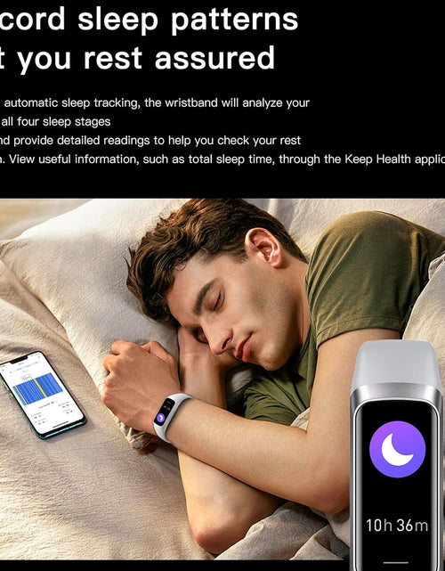 Load image into Gallery viewer, Keep Health Fitness Trackers for Women Men Amoled Step Counter Slim Thin 25 Sports Modes with Heart Rate Blood Pressure Monitor Alarm Stopwatch Timer Calories Burned IP68 Step Tracker Watch
