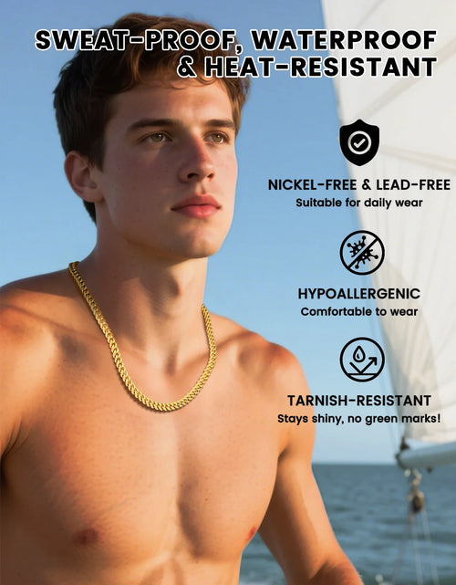 Load image into Gallery viewer, 5Mm 18K Gold Filled Cuban Chain Necklaces, 30 Inch Heavy Chunky Stainless Steel Curb Necklace Hip Hop Punk Jewelry for Women
