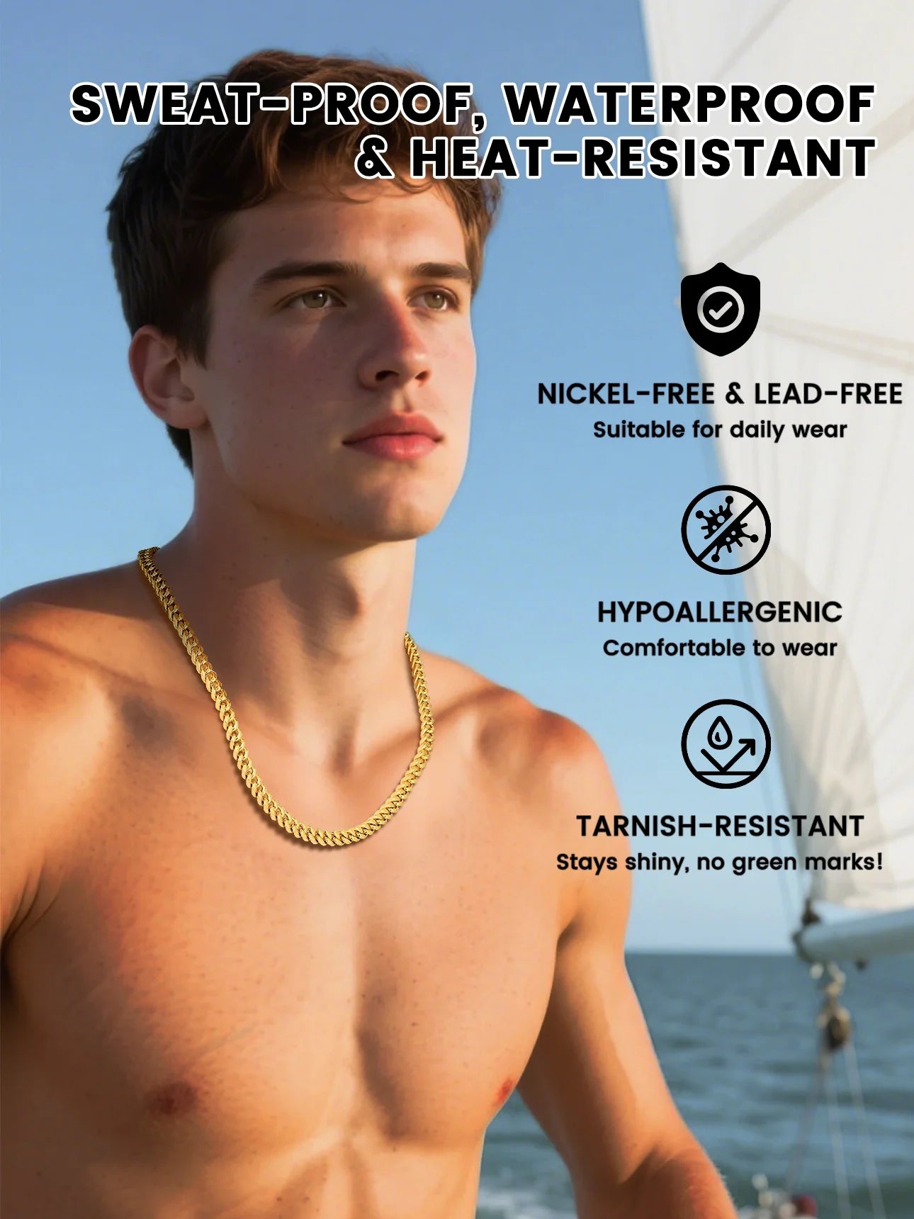 5Mm 18K Gold Filled Cuban Chain Necklaces, 30 Inch Heavy Chunky Stainless Steel Curb Necklace Hip Hop Punk Jewelry for Women